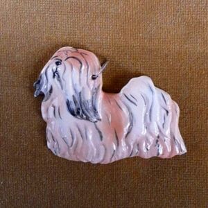 VINTAGE LHASA APSO CERAMIC HAND MADE ORNAMENT